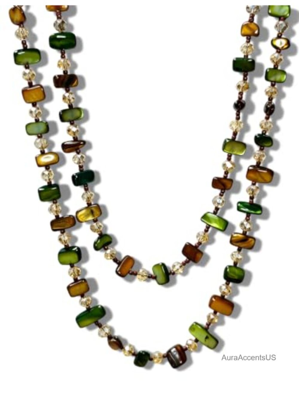 Boho Long Strand Beaded Necklace, Handmade Irregular Stone Statement Layering
